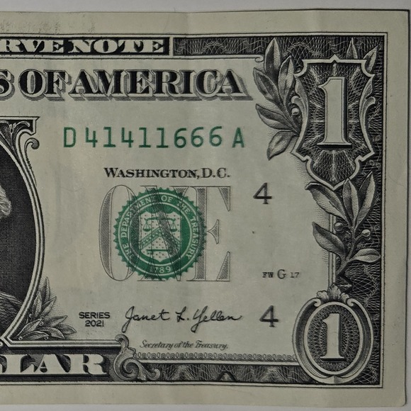 U.S. Mint Other - 2021 One Dollar Bill Trinary Note D41411666A Cleveland Federal Reserve (B271)